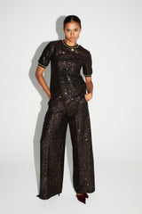 Trouser Charlie Sequins Gold and Burgundy|سروال Charlie Sequins - Maison Clad