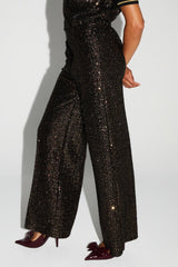 Trouser Charlie Sequins Gold and Burgundy|سروال Charlie Sequins - Maison Clad