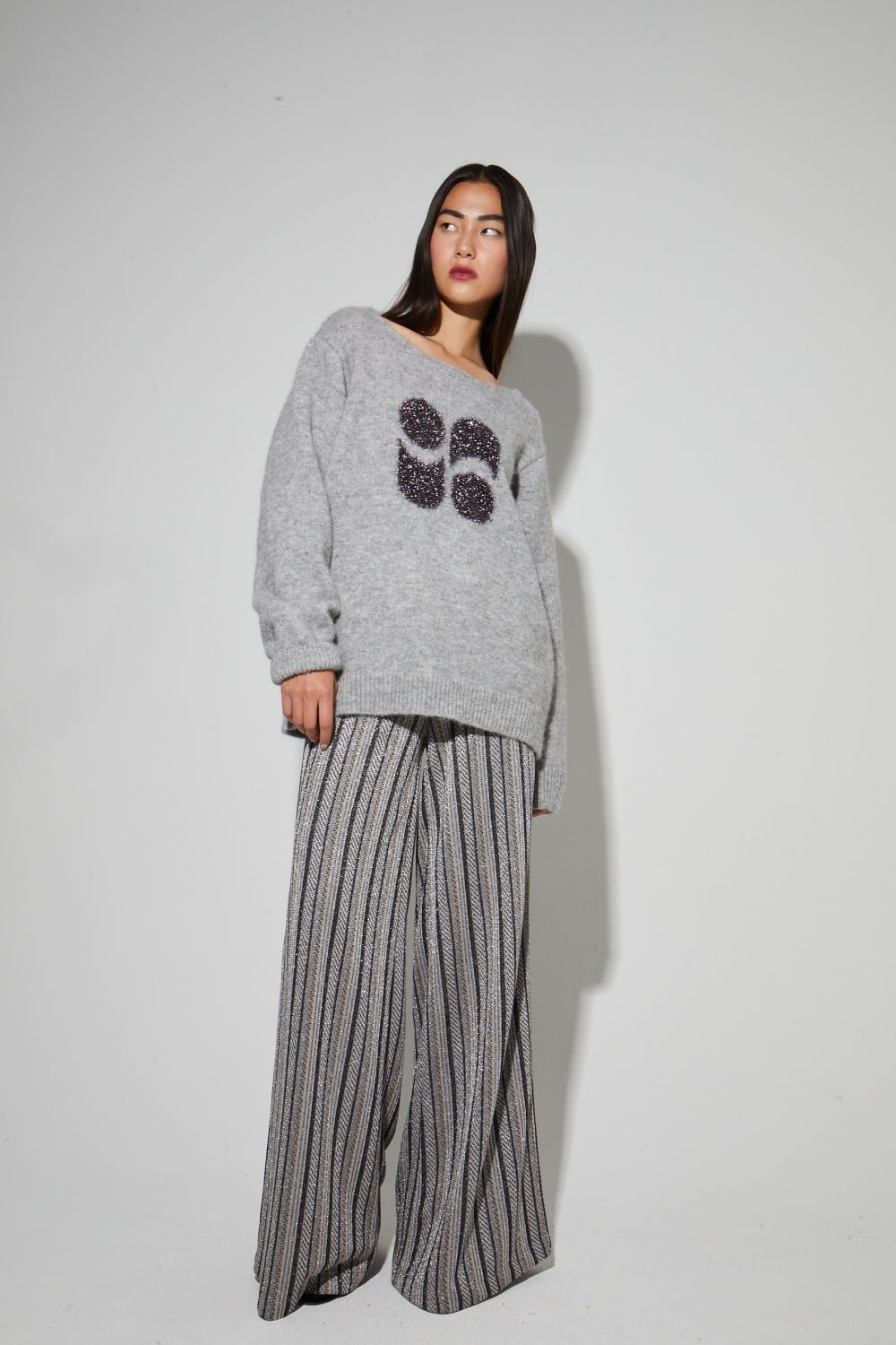 Trouser Charlie Silver Stripes|سروال Charlie Silver Stripes - Maison Clad