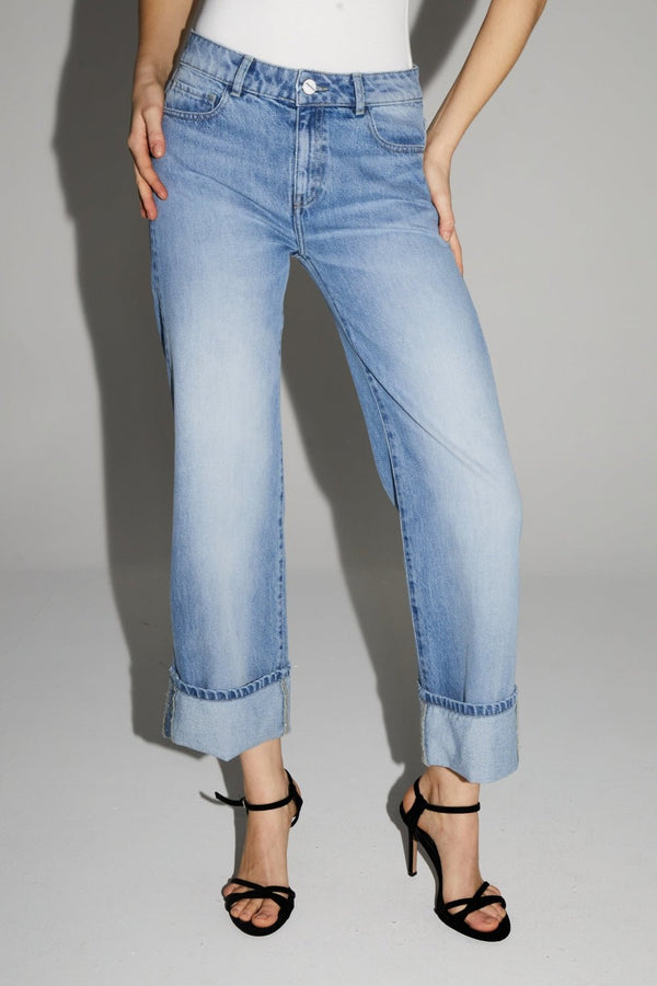 Trouser Denim Kate Straight Blue |سروال Denim Straight - Maison Clad