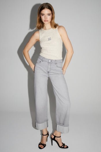 Trouser Denim Kate Straight Light Grey |سروال Denim Straight - Maison Clad
