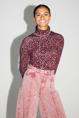 Trouser Denim Swiggy Palazzo Burgundy |سروال Denim Palazzo Burgundy - Maison Clad