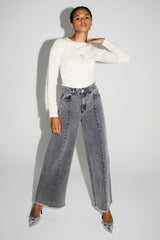 Trouser Denim Swiggy Palazzo Grey |سروال Denim Palazzo Grey - Maison Clad