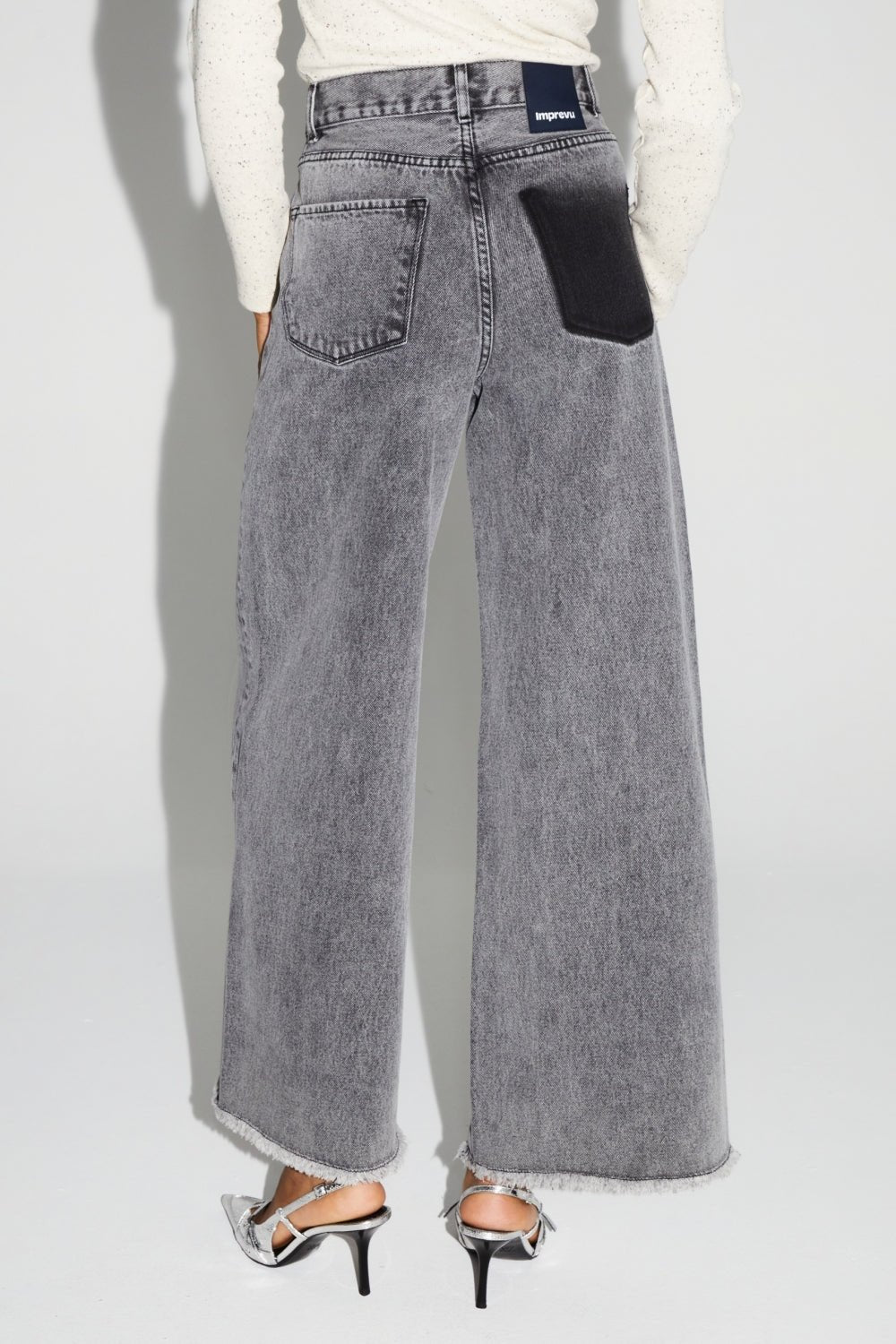 Trouser Denim Swiggy Palazzo Grey |سروال Denim Palazzo Grey - Maison Clad