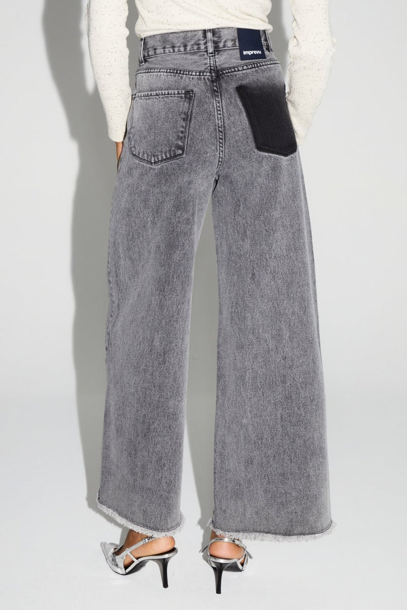 Trouser Denim Swiggy Palazzo Grey |سروال Denim Palazzo Grey - Maison Clad