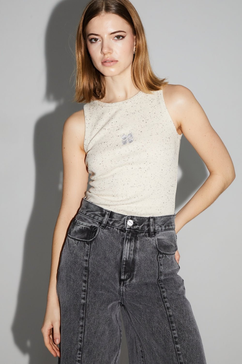 Trouser Denim Swiggy Palazzo Grey |سروال Denim Palazzo Grey - Maison Clad