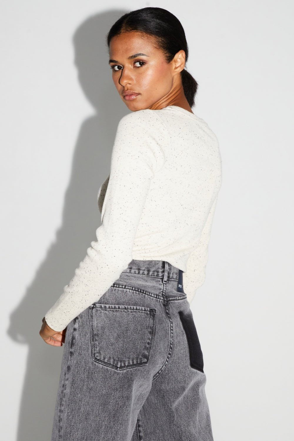 Trouser Denim Swiggy Palazzo Grey |سروال Denim Palazzo Grey - Maison Clad