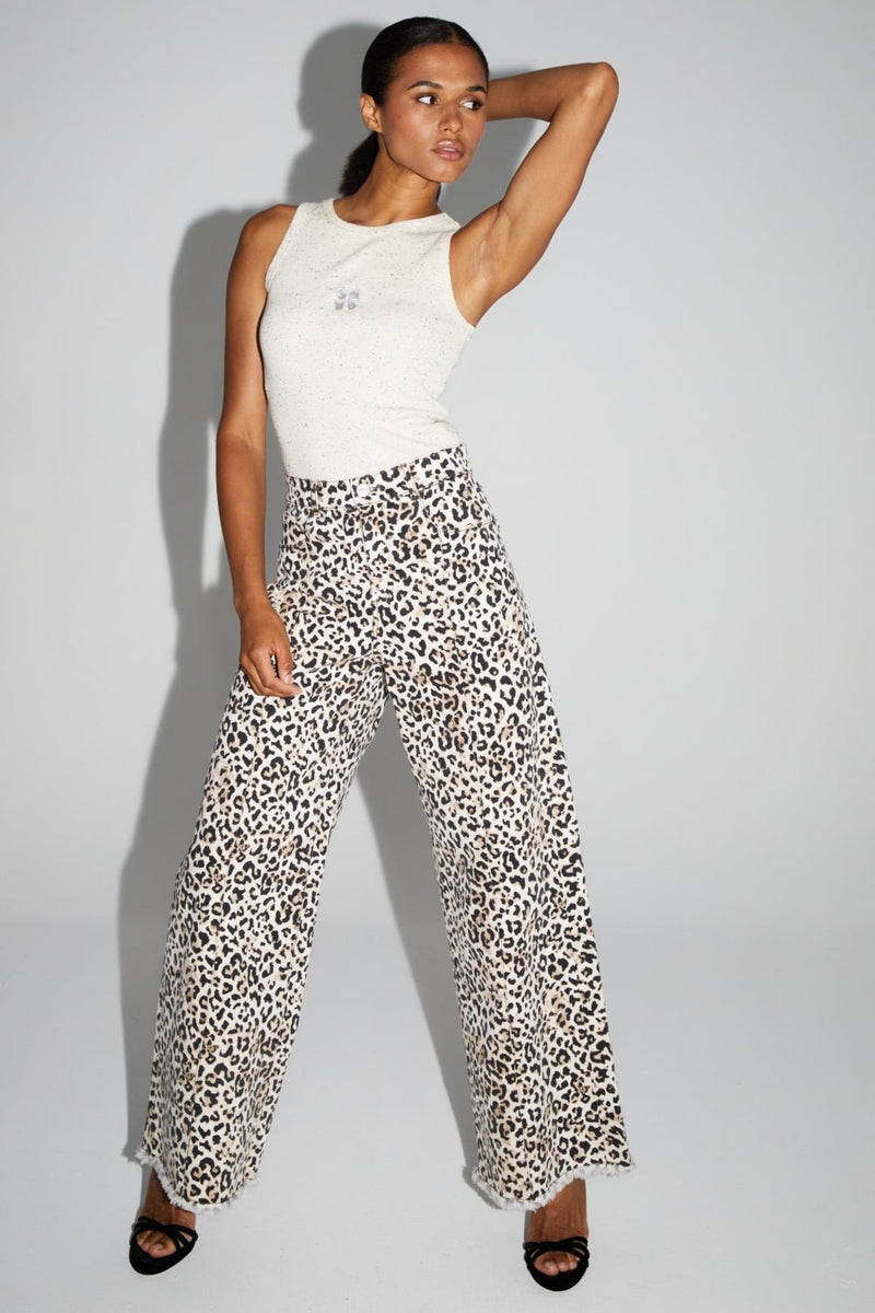 Trouser Denim Swiggy Palazzo Leo Naturel |سروال Denim Palazzo Leo Naturel - Maison Clad