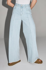 Trouser Denim Swiggy Palazzo Light Blue |سروال Denim Palazzo Light Blue - Maison Clad
