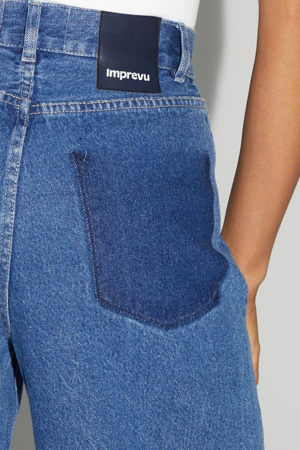 Trouser Denim Swiggy Palazzo Medium Blue |سروال Denim Palazzo Medium Blue - Maison Clad