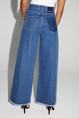 Trouser Denim Swiggy Palazzo Medium Blue |سروال Denim Palazzo Medium Blue - Maison Clad