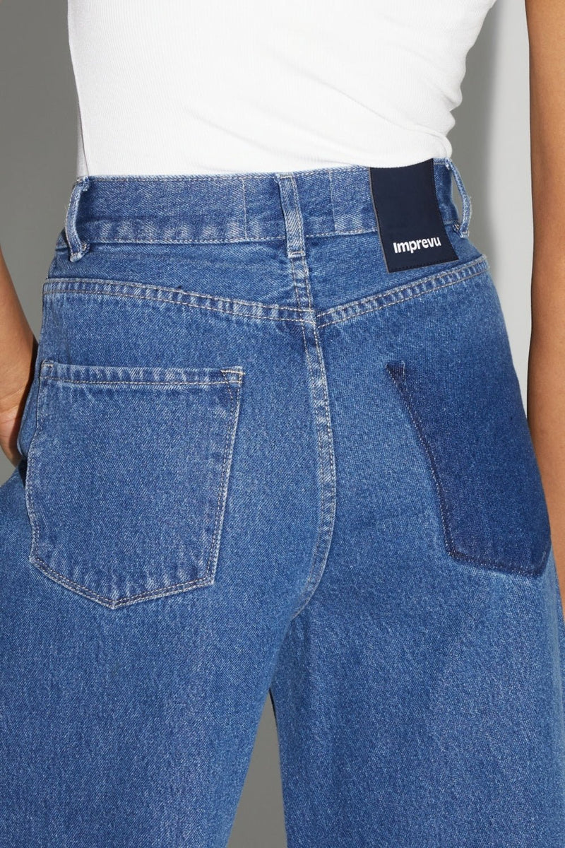 Trouser Denim Swiggy Palazzo Medium Blue |سروال Denim Palazzo Medium Blue - Maison Clad