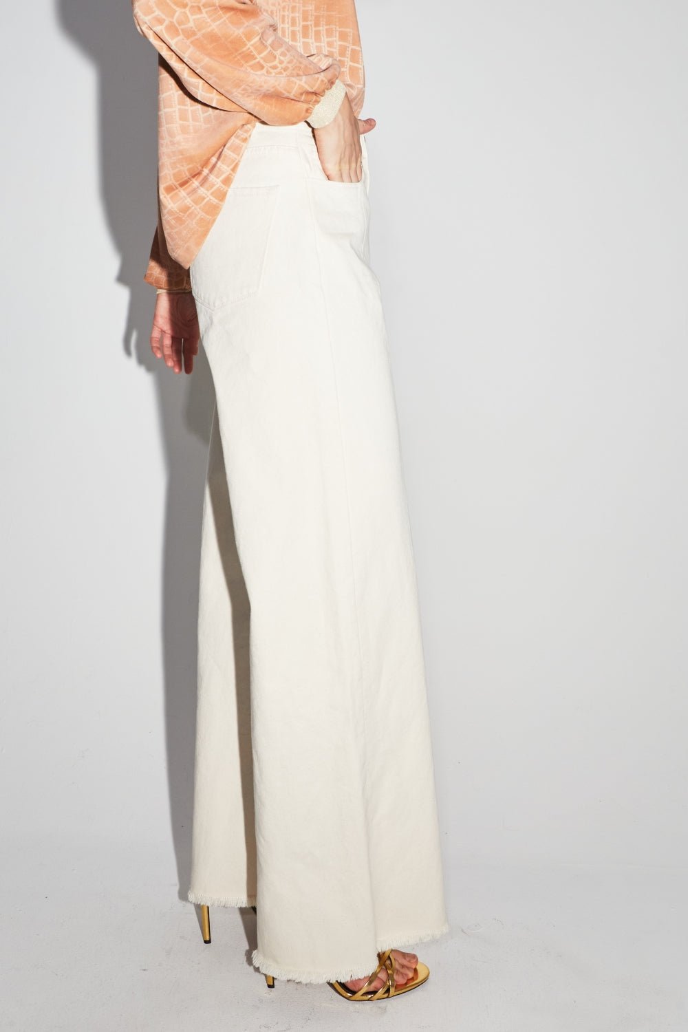 Trouser Denim Swiggy Palazzo Off White |سروال Denim Palazzo Off White - Maison Clad