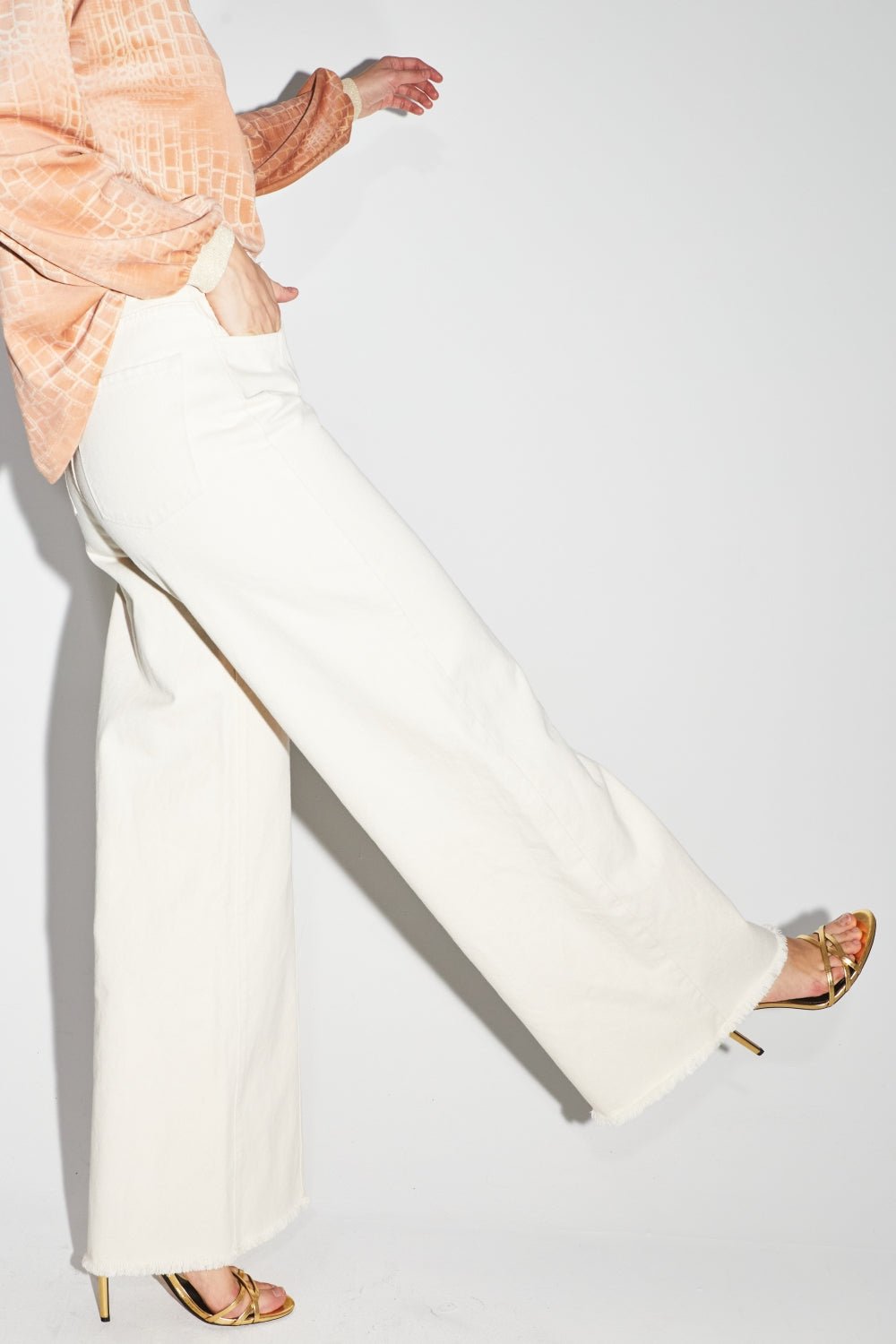 Trouser Denim Swiggy Palazzo Off White |سروال Denim Palazzo Off White - Maison Clad