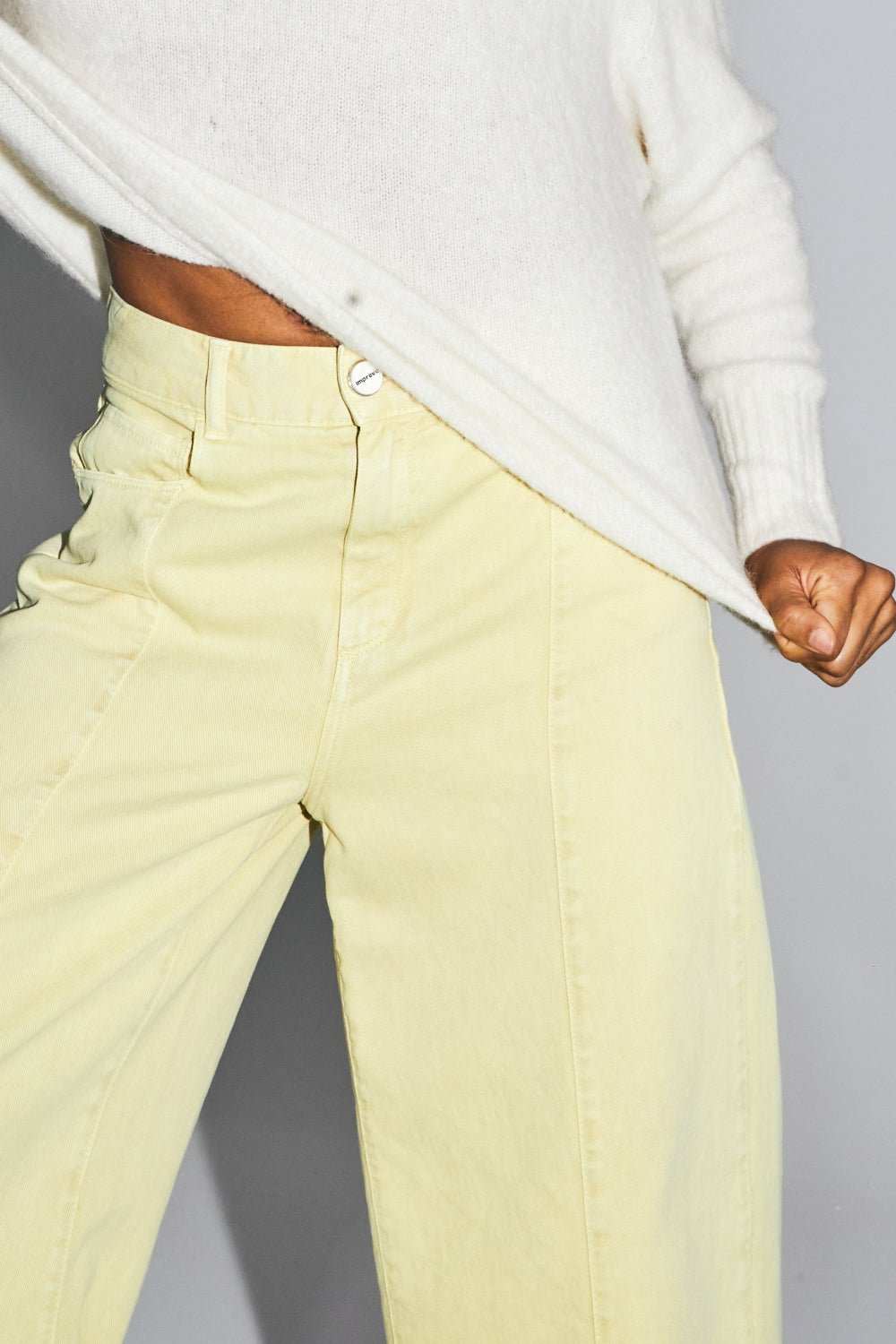 Trouser Denim Swiggy Palazzo Yellow |سروال Denim Palazzo Yellow - Maison Clad