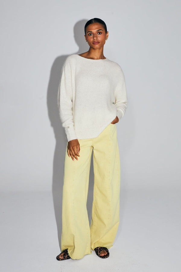 Trouser Denim Swiggy Palazzo Yellow |سروال Denim Palazzo Yellow - Maison Clad