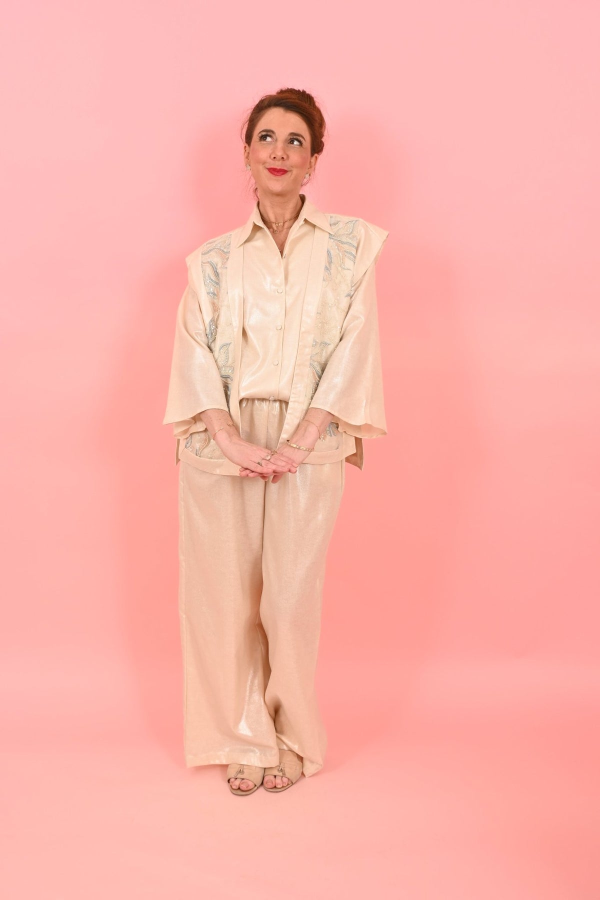 Trouser Jackomo Foiled Linen Gold |سروال - Maison Clad