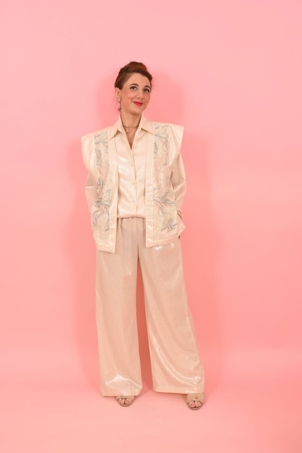 Trouser Jackomo Foiled Linen Gold |سروال - Maison Clad