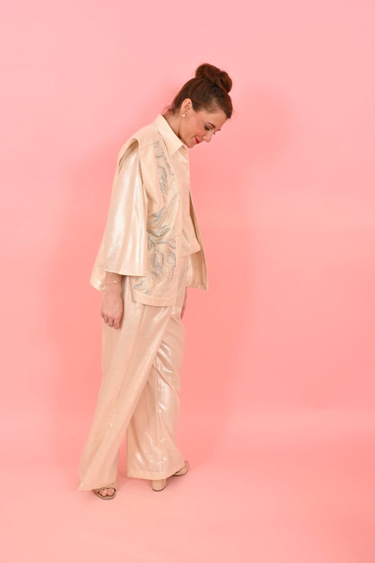 Trouser Jackomo Foiled Linen Gold |سروال - Maison Clad