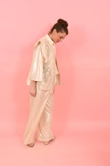 Trouser Jackomo Foiled Linen Gold |سروال - Maison Clad