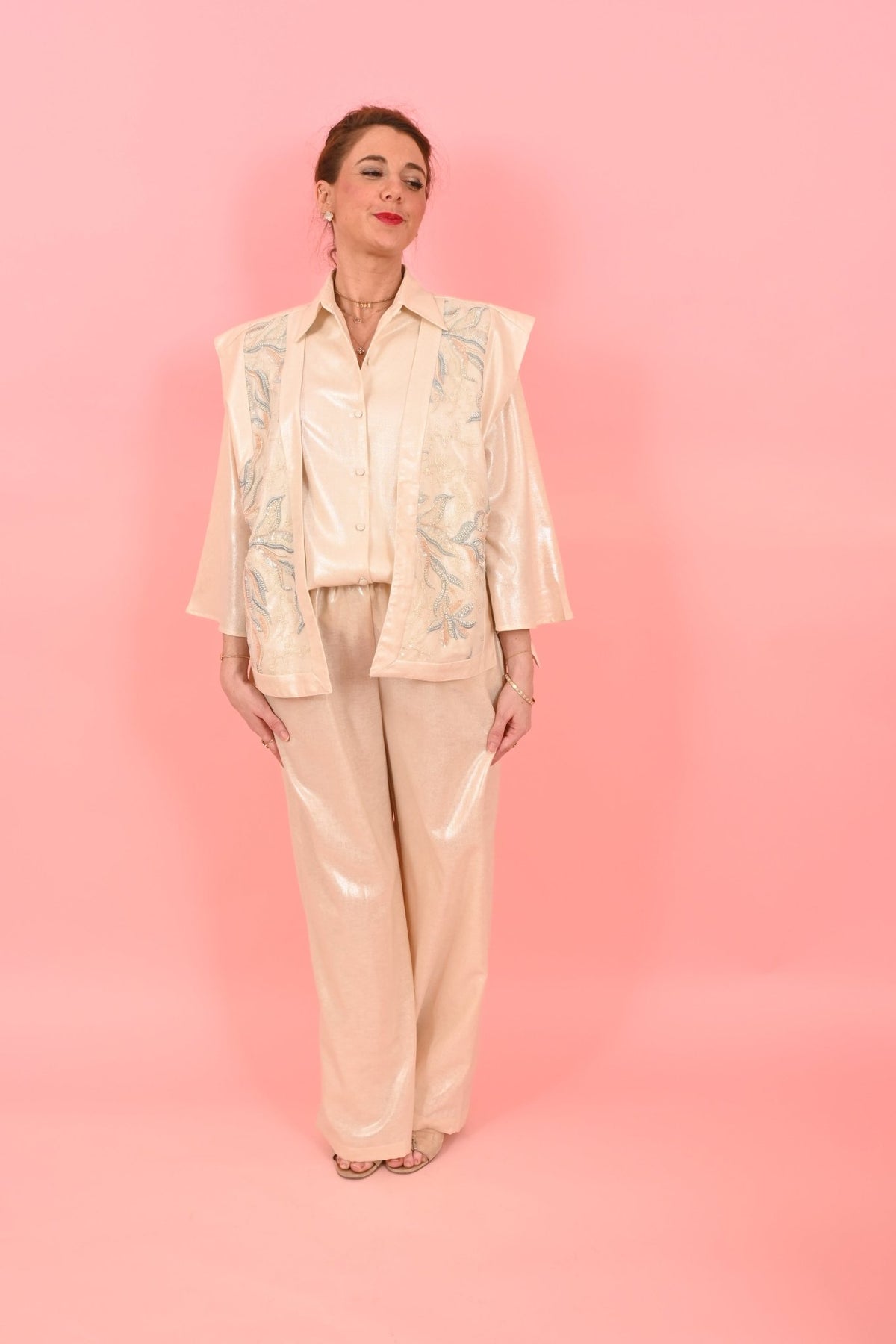 Trouser Jackomo Foiled Linen Gold |سروال - Maison Clad
