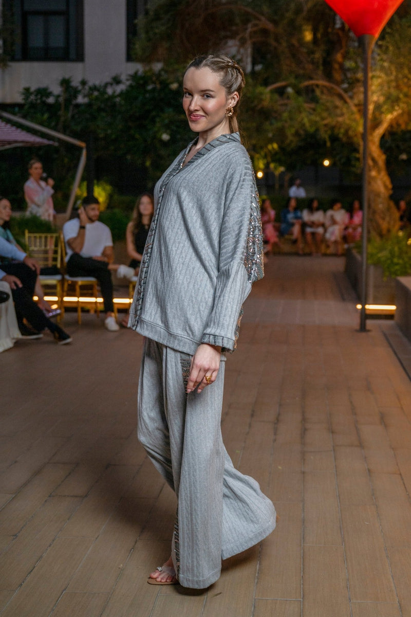 Trouser Jackomo Knit Side Band Astrology Beaded |سروال Jackomo Knit - Maison Clad