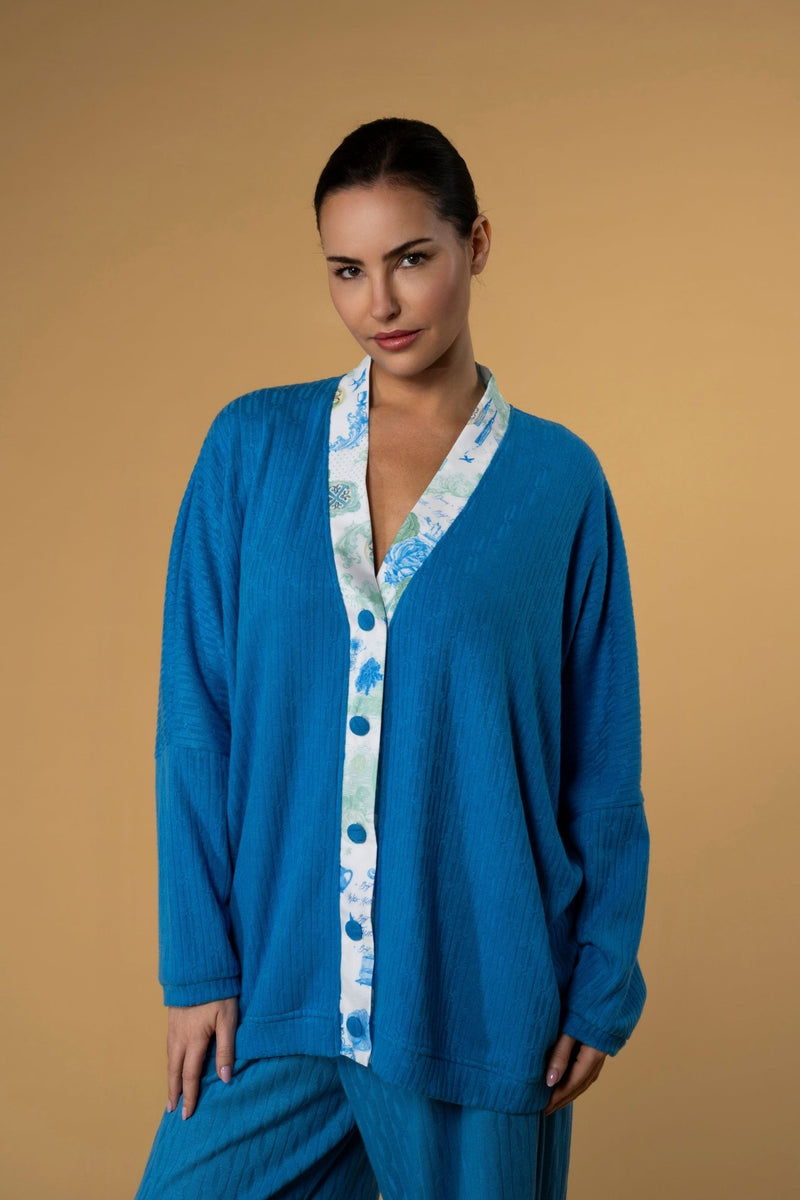 Trouser Jackomo Knitwear Side Band Lace|سروال Knit Lace Blue - Maison Clad