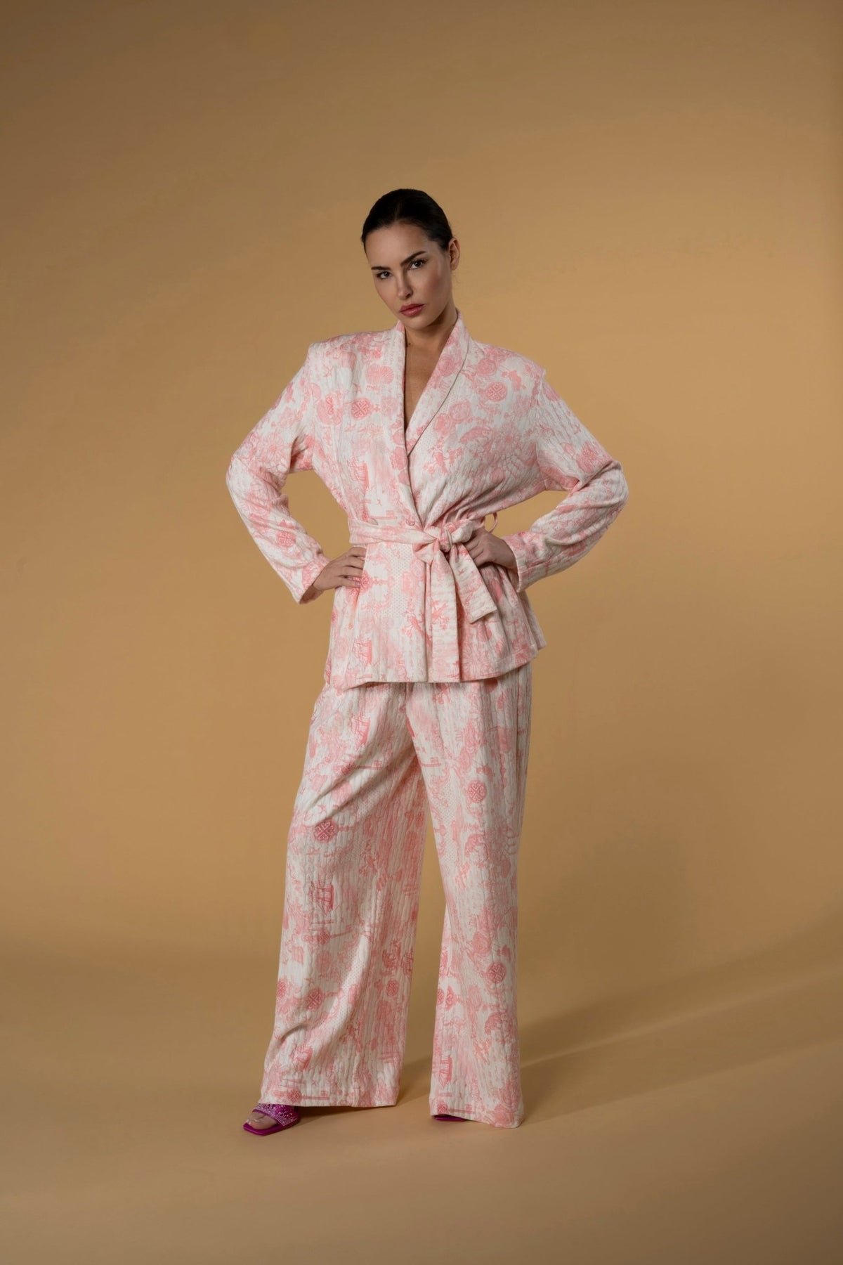 Trouser Jackomo Lace Jouy Light Pink Knitwear|سروال Lace Jouy Knitwear - Maison Clad