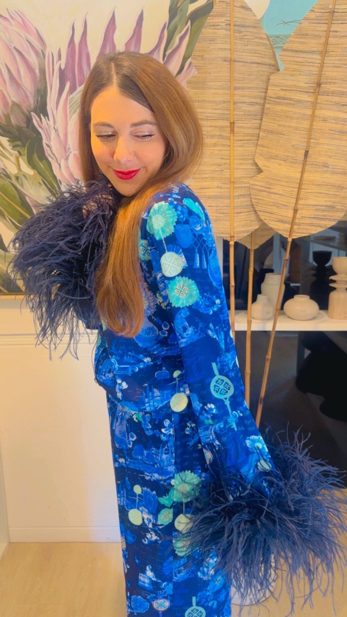Trouser Jackomo Lace Jouy Navy|سروال Lace Jouy - Maison Clad