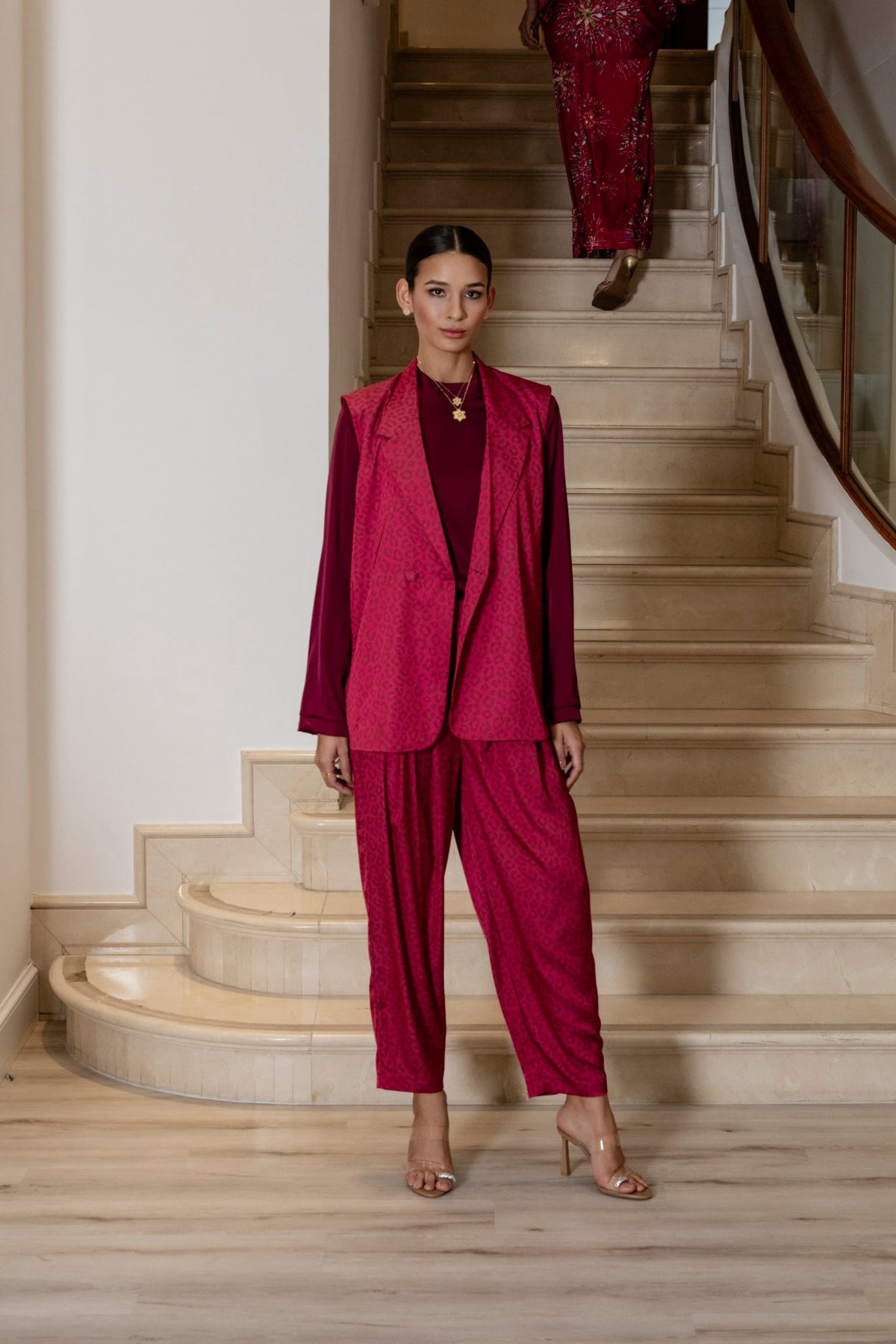 Trouser Marcel Leo Burgundy|سروال Leo - Maison Clad