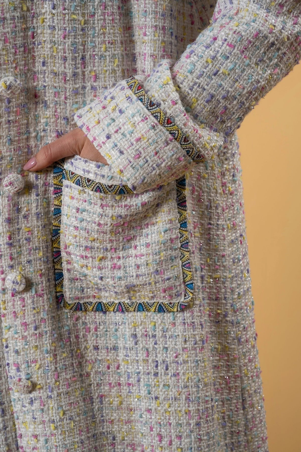 Tweed Coat Cardigan l |سترة Tweed Coat Cardigan Off White Multi - Maison Clad