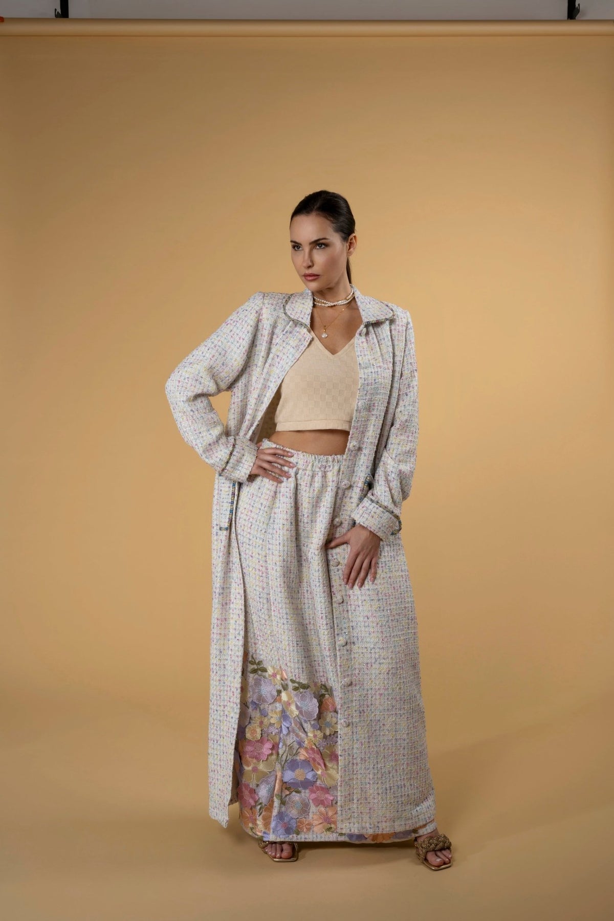 Tweed Coat Cardigan l |سترة Tweed Coat Cardigan Off White Multi - Maison Clad