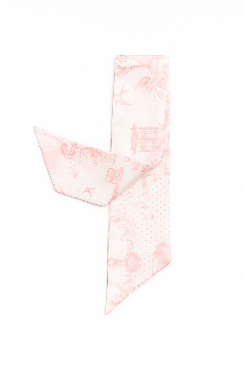 Twiggy Hair Scarf WhiteHello in our prints Jouy White Pink | ربطة عنق - Maison Clad