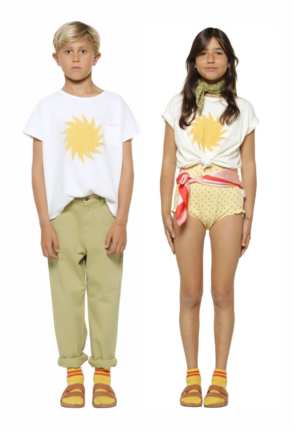 Kids T-Shirt Ecru W/ Yellow Sun Print | بلوزة