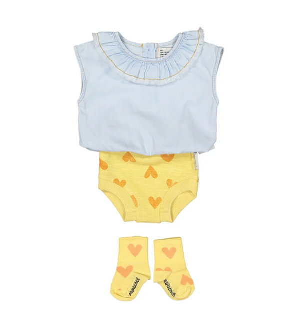 Baby Blommers Yellow W/Hearts - Baby بلوزة ضيقة