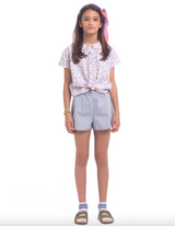 Blouse Light Pink W/Flowers - Girls بلوزة