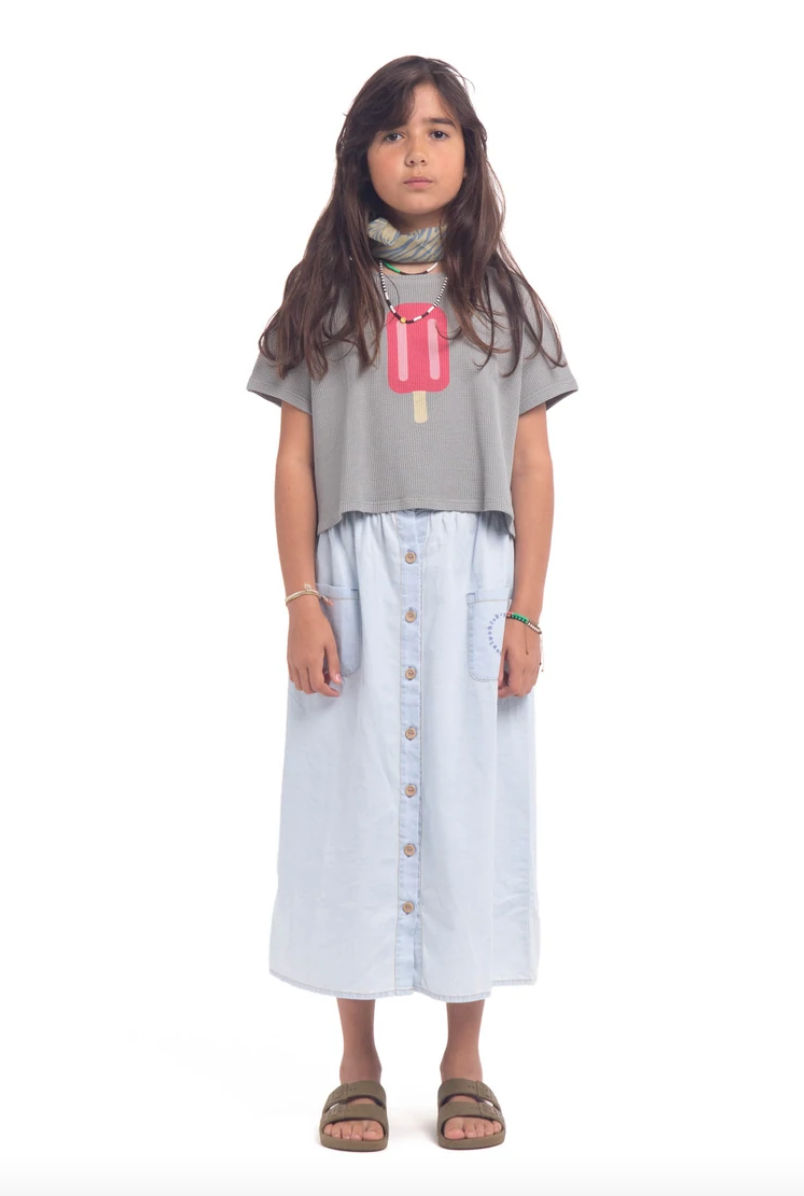 Crop Top Grey Ice Cream - Girls بلوزة