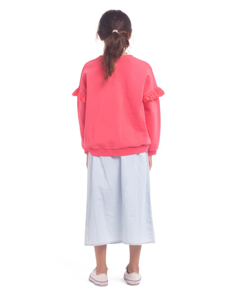 Sweatshirt Long Sleeve W/Frills - Girls سترة رياضية