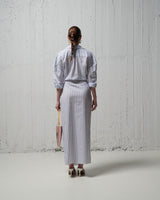 Long Shirt Dress With Feathers Blue and White - Long Blue and white فستان