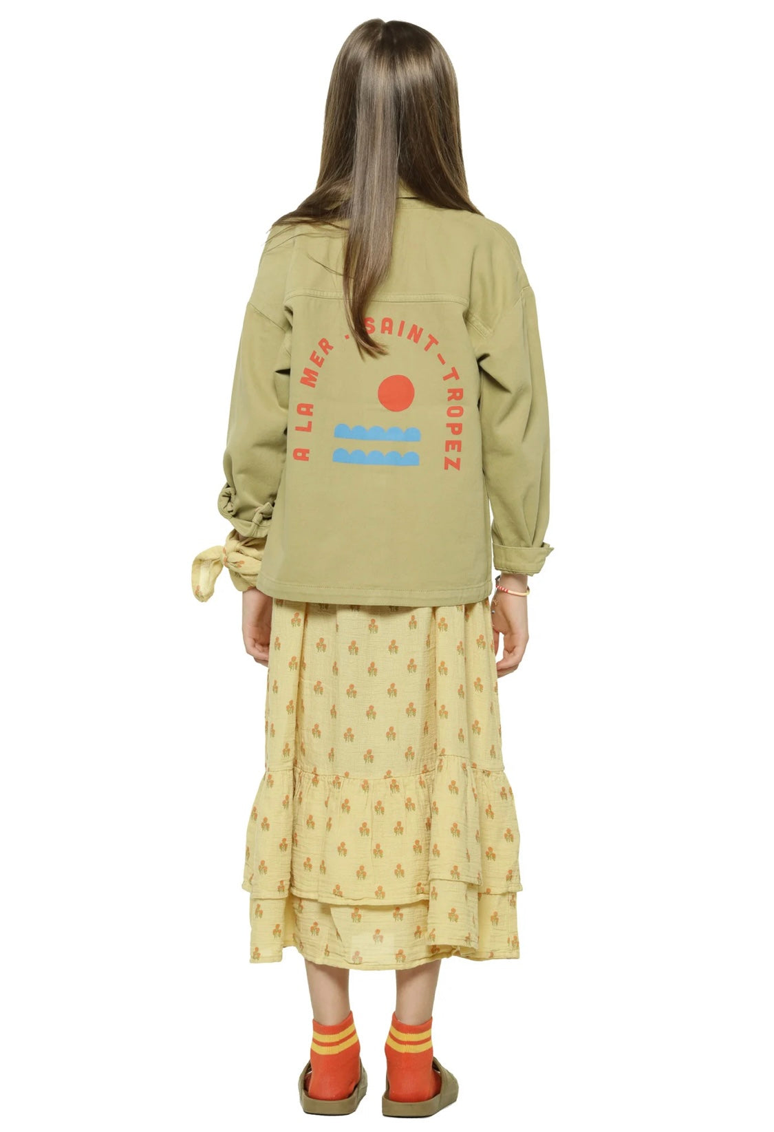 Kids Unisex Jacket Khaki W/Multicolor Prints | سترة
