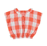 Girls Sleeveless Blouse W/ Collar Red & White Checkered | قميص