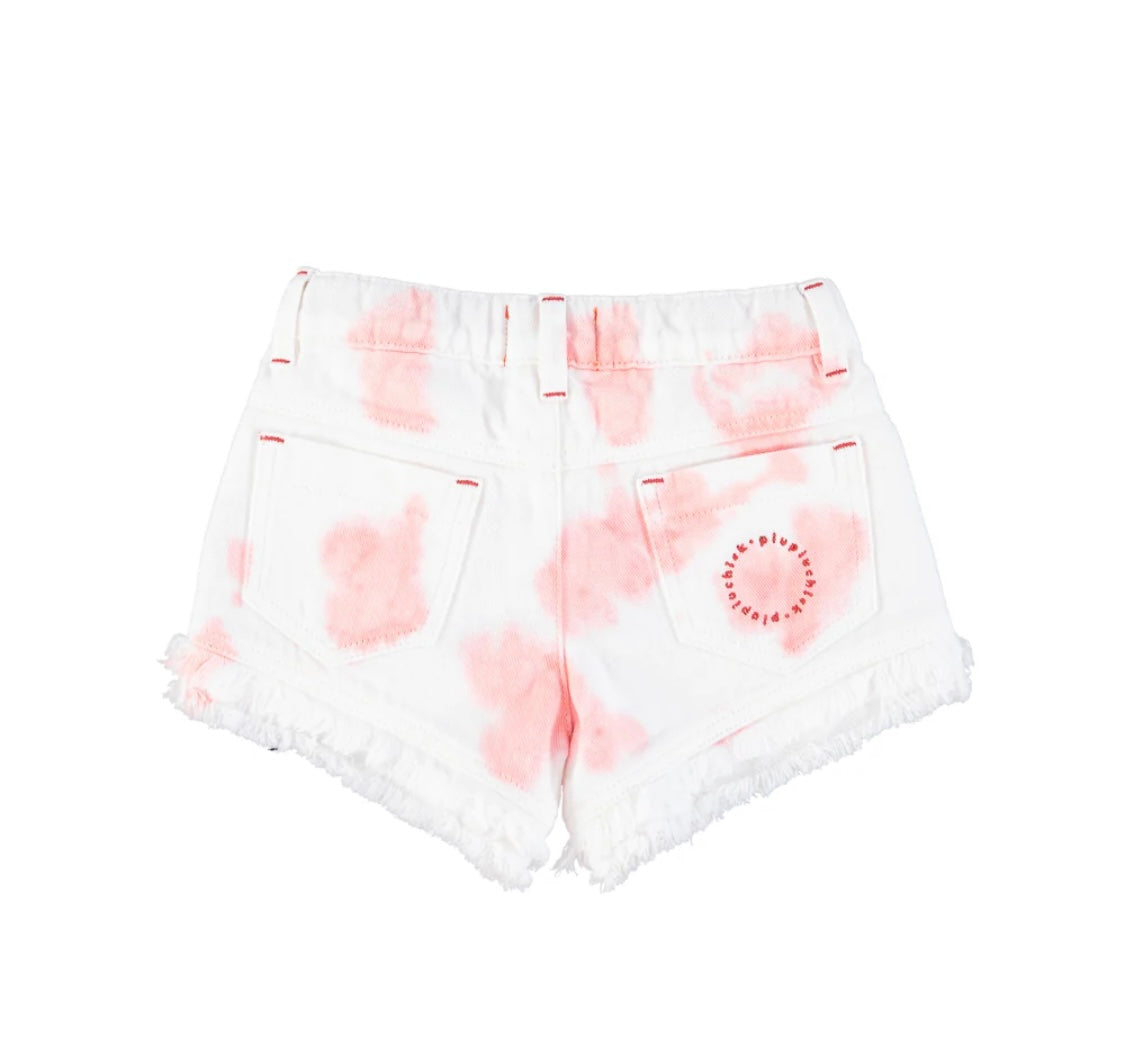 Girls Shorts W/ Fringes Pink Tie Dye | سروال قصير