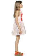 Girls Short Dress Light Pink W/ Hearts Allover Print | فستان