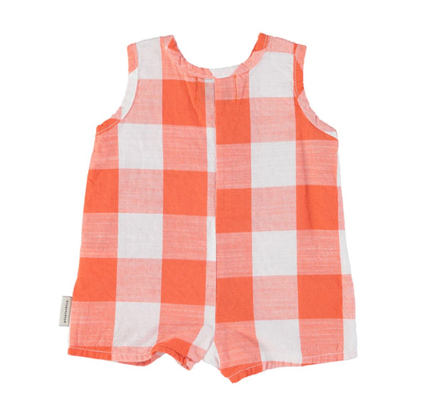 Baby Short Jumpsuit Red/ White Checkered | جمبسوت