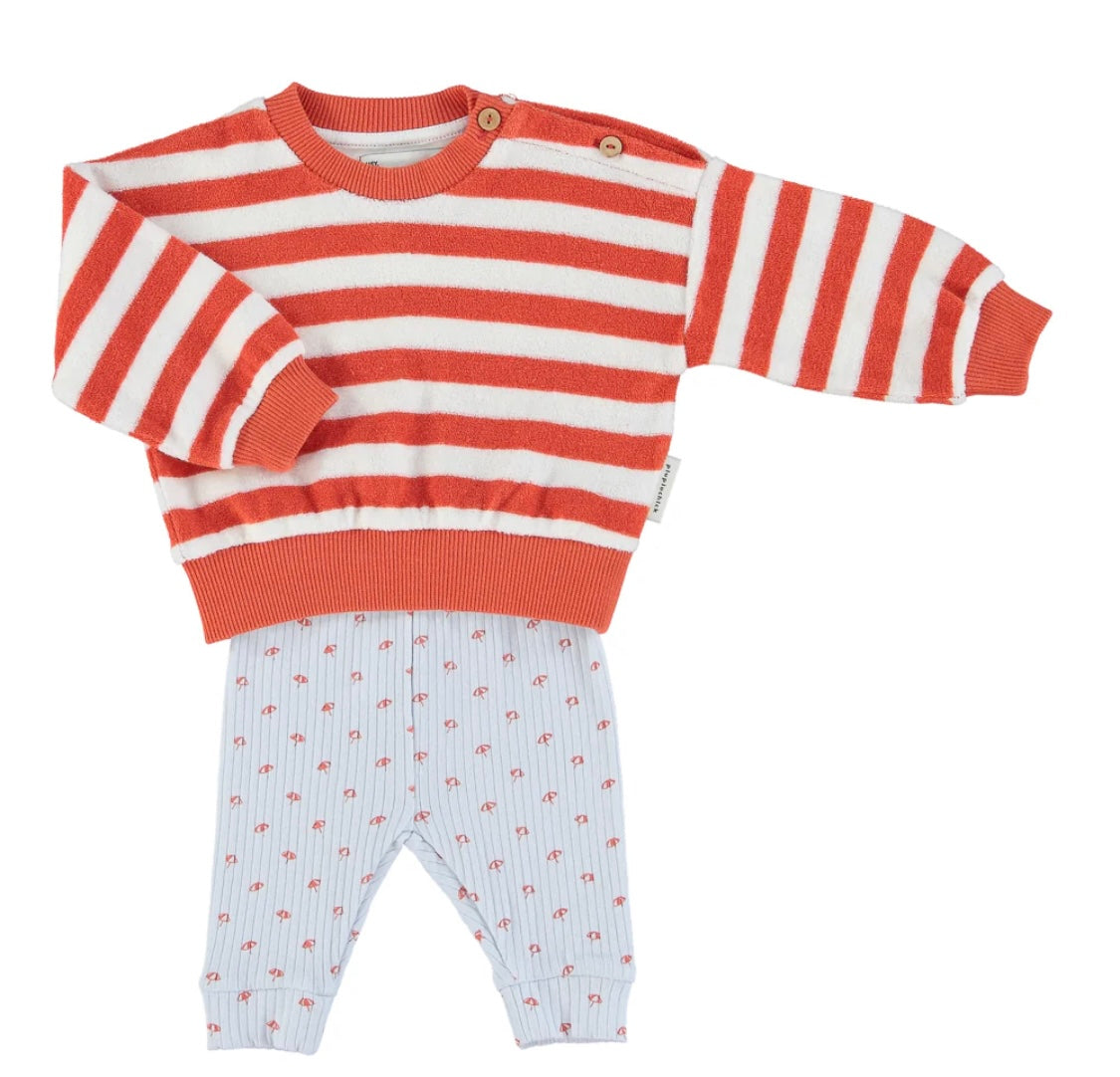 Baby Leggings Light blue W/Red Sunshade Allover Pattern | سروال ضيق