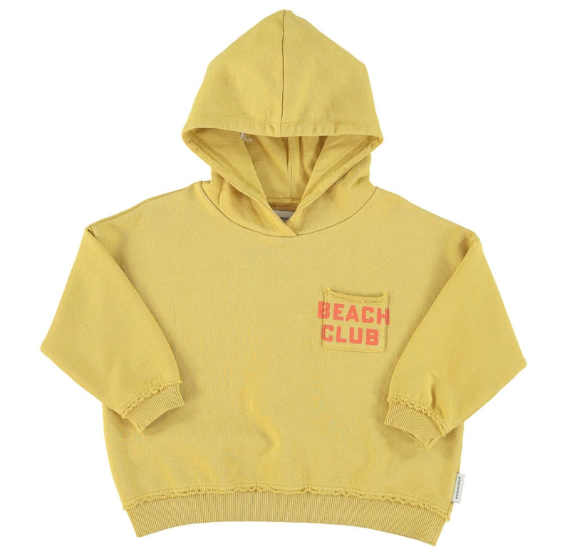 Hooded Sweatshirt Light Khaki W/ Beach Club Print | سترة رياضية