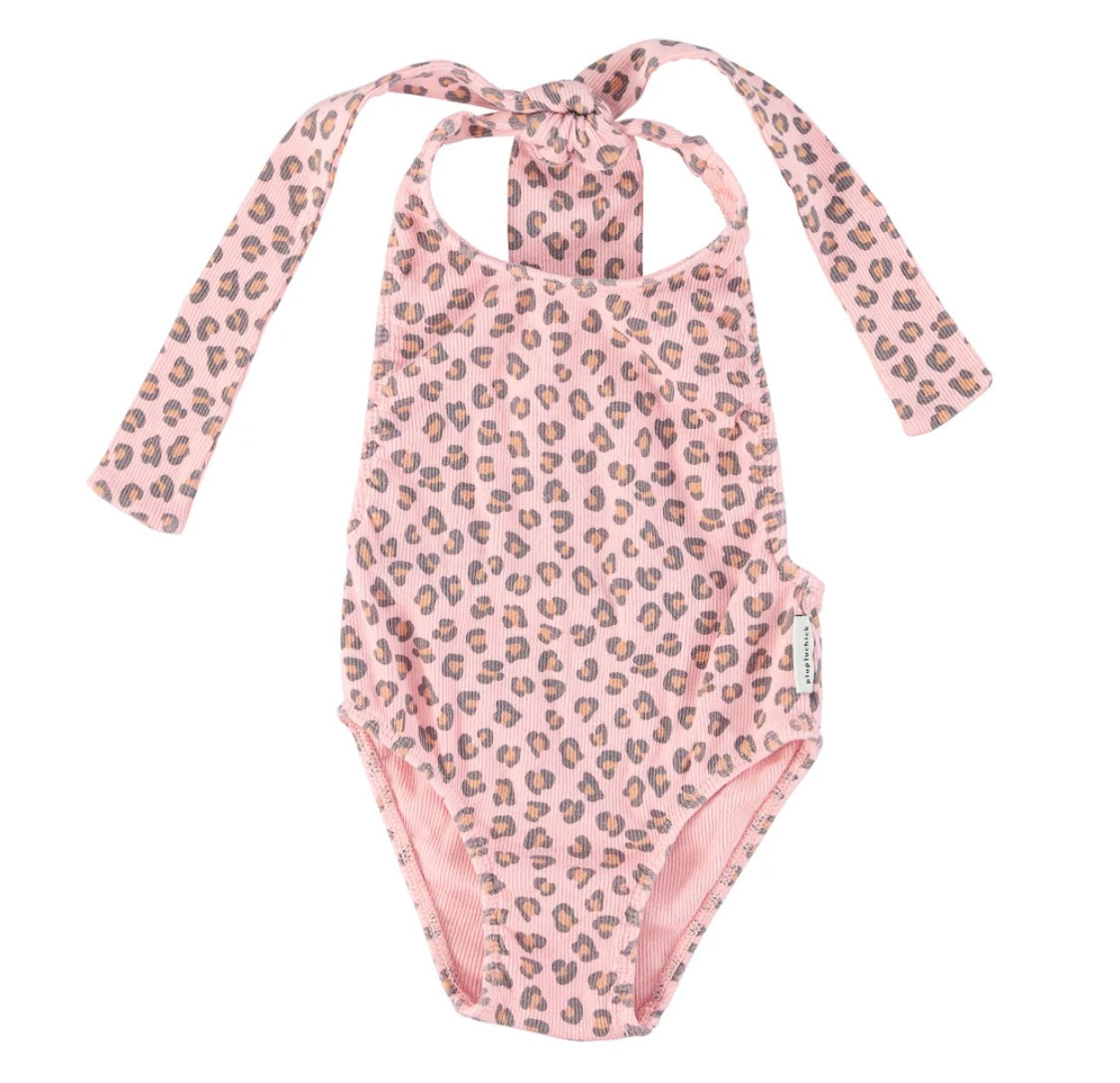 Girls Swimsuit Light Pink W/ Animal Print | طقم سباحة