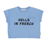 T-Shirt Blue W/ Hello in French Print | بلوزة