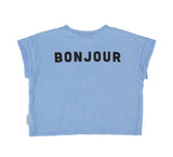 T-Shirt Blue W/ Hello in French Print | بلوزة