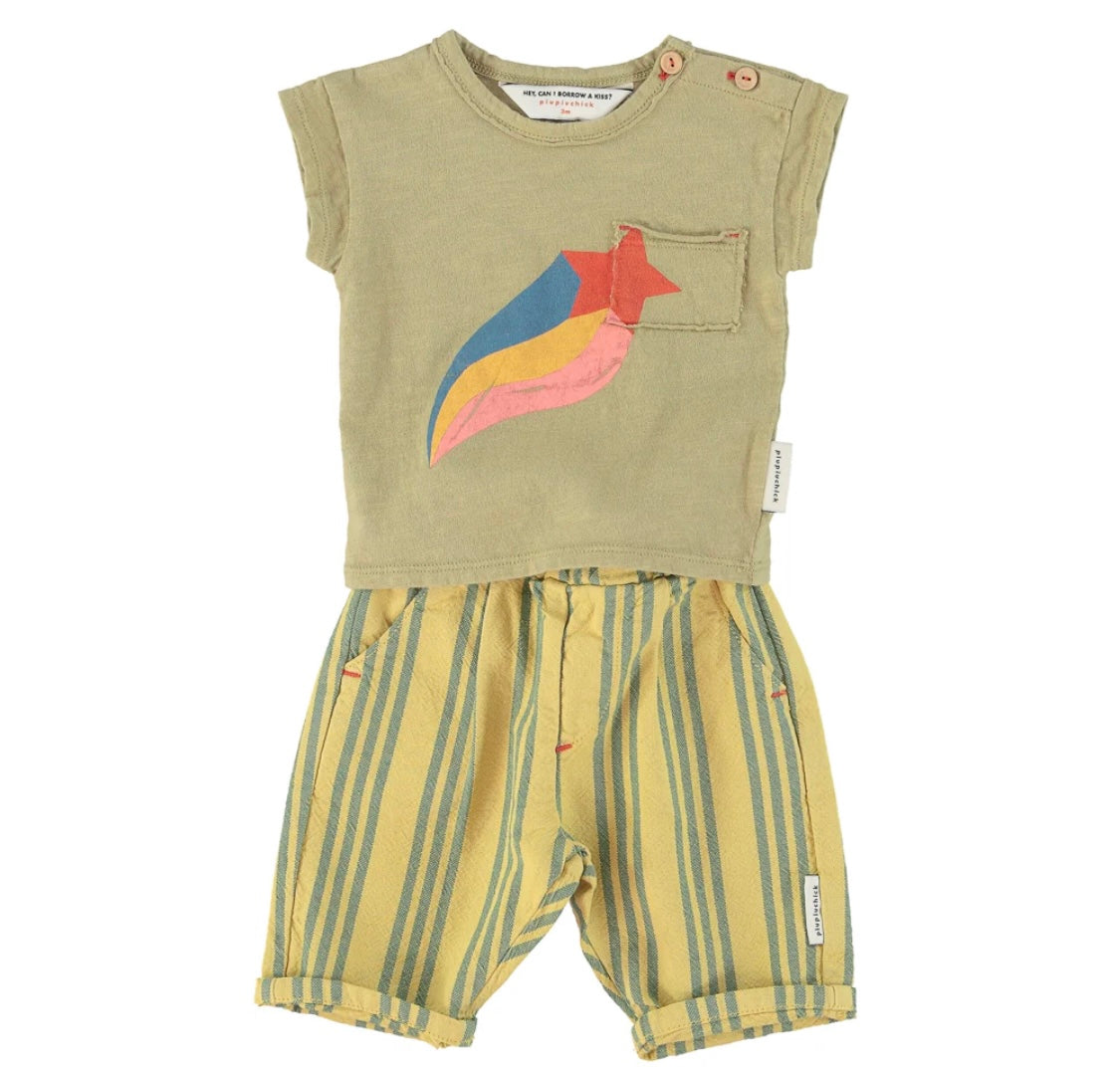 Kids T-Shirt Khaki W/ Star Print | بلوزة